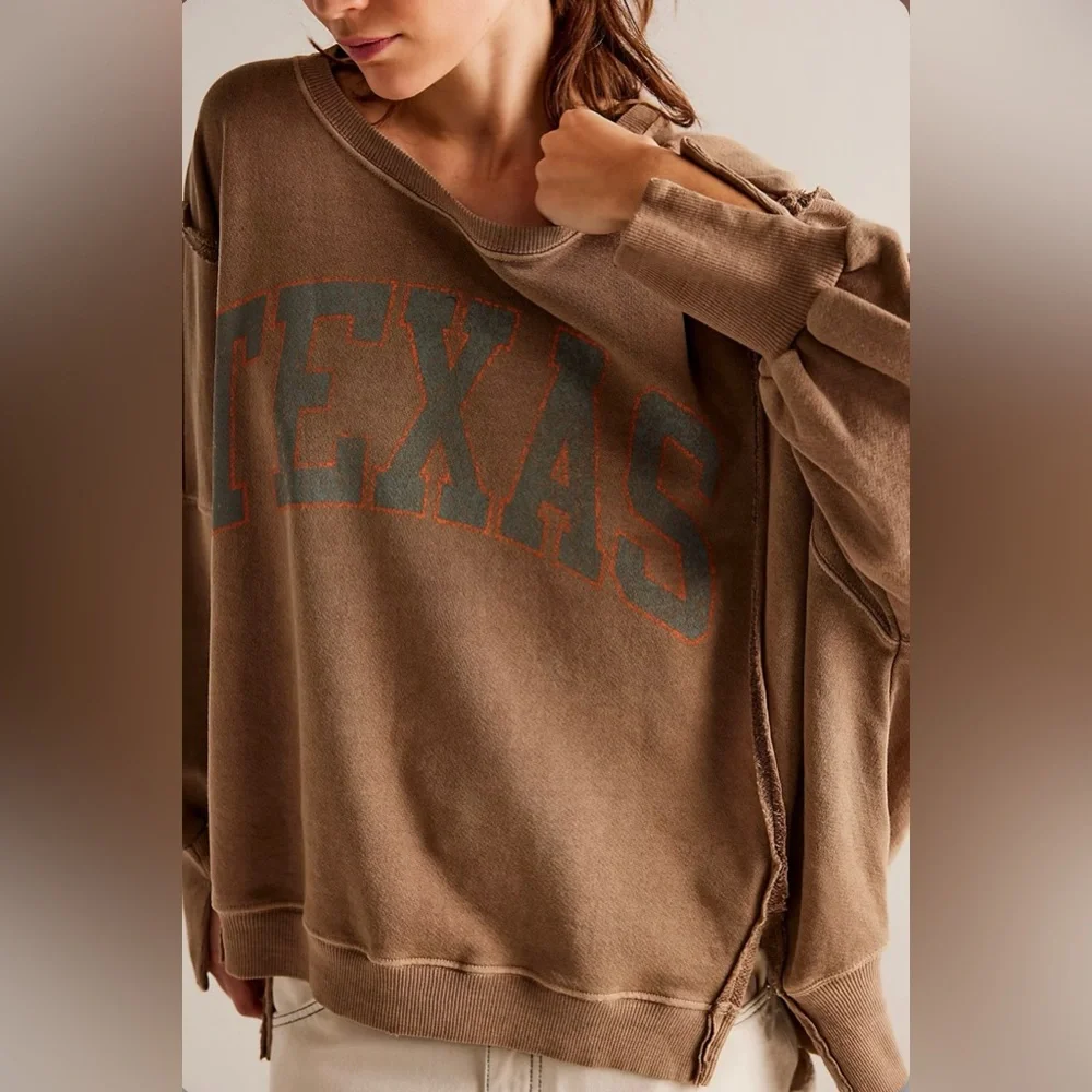 ▪️NWT Free People Camden Pullover Graphic Sweatshirt in Texas